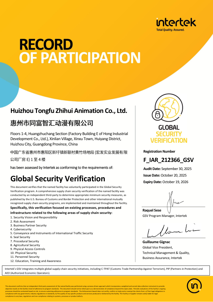 Factory audit award 100 score